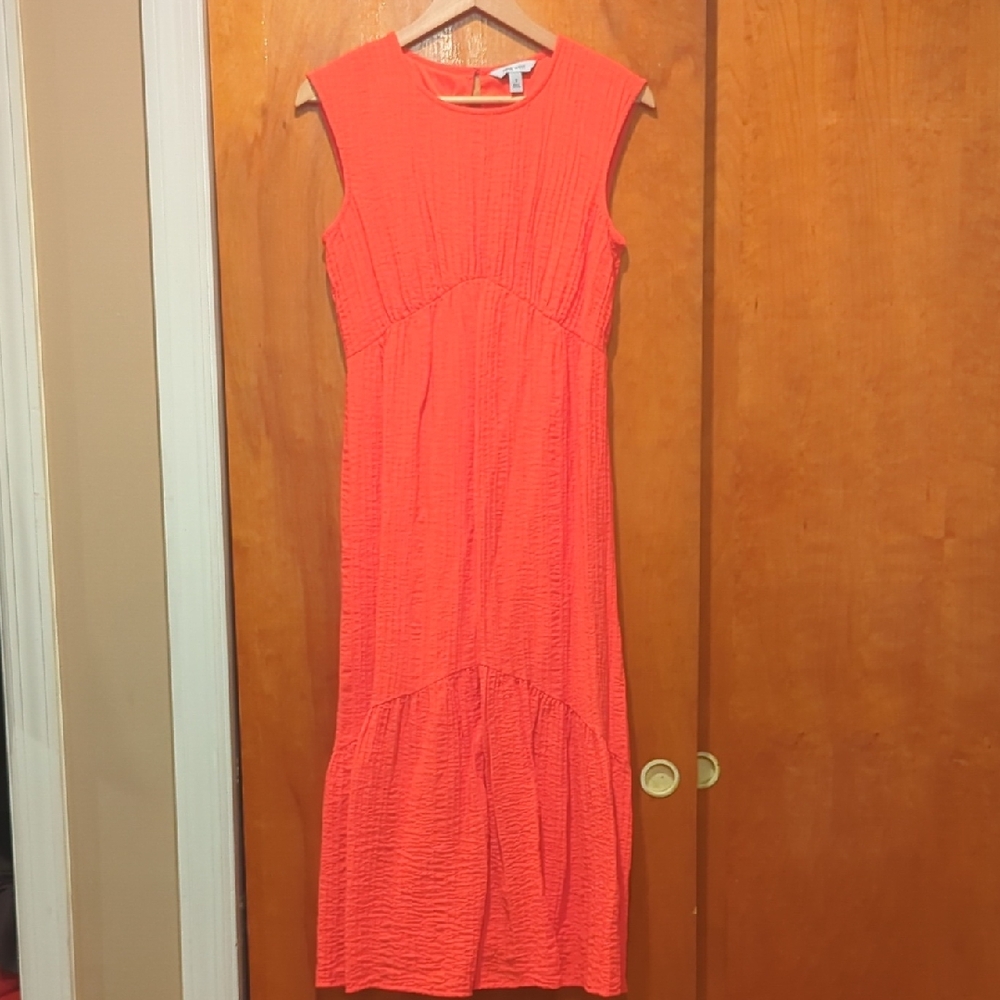 Sleeveless Orange Midi Dress